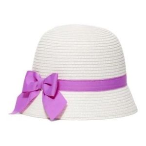 Kids White and Purple Bow Hat